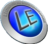 A blue and silver logo for lexington enterprises.